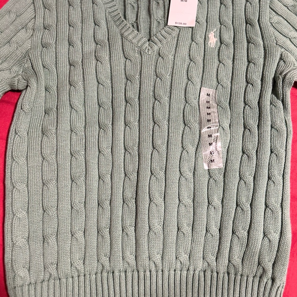 Ralph Lauren Green Cable Knit Sweater
